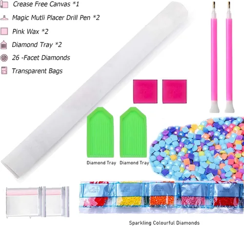 Miniatura 5 de YALKIN Kits de pintura de diamantes cuadrados 5D para adultos, noche de verano, kits de arte de diamantes grandes, kit de pintura de diamante