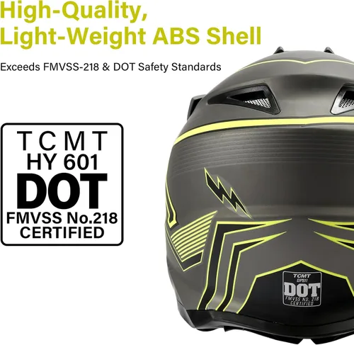 Miniatura 2 de TCMT Casco de motocicleta unisex para adultos, de cara completa, todoterreno, motocross, ATV, bicicleta de montaña, MX casco aprobado por DOT