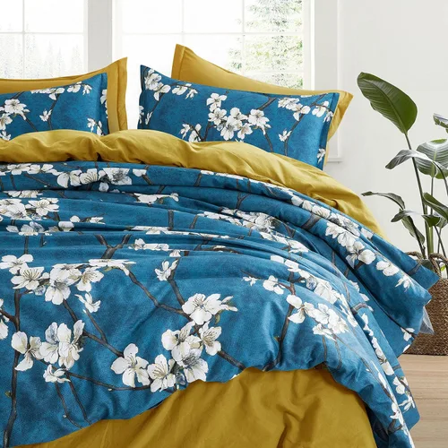 Miniatura 6 de Eikei Funda de edredón floral con flor de almendro, estilo chinoiserie, árboles en flor, vides y ramas, juego de ropa de cama de algodón de fibra