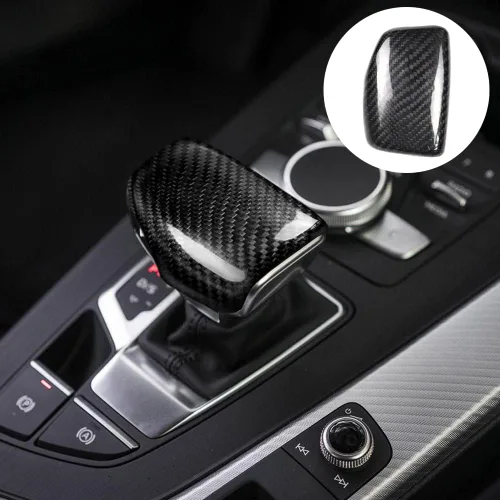Miniatura 10 de Blazeray Accesorios interiores de fibra de carbono, cubierta decorativa, ajuste adhesivo para Audi A4 B9 2017-2019 (cubierta de perilla central)