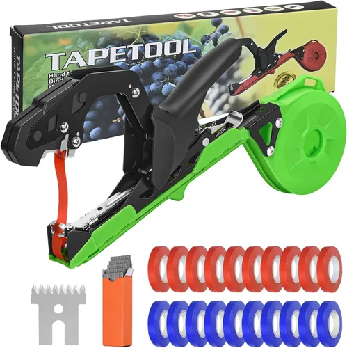 Ametralladora mejorada para atar tomates y uvas de vid rápidamente, herramienta de cinta de jardín para jardineros, agricultores con cintas y grapas