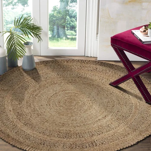 Miniatura 30 de LR Home - Alfombra ovalada de yute natural de 5 x 7 pies para decoración del hogar, alfombras trenzadas para sala de estar, dormitorio, sala