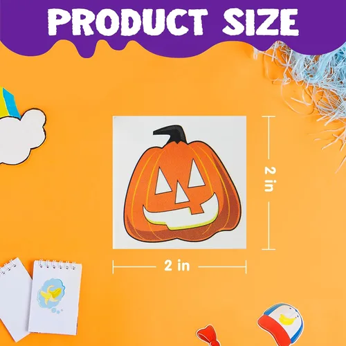 Miniatura 3 de JOYIN 144 tatuajes temporales brillantes de Halloween, 12 diseños luminosos de Halloween, calabaza, fantasma, calcomanías de tatuaje para niños