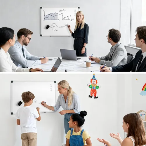 Miniatura 8 de VUSIGN Pizarra blanca magnética de borrado en seco para pared de 24 x 18 pulgadas, 1 borrador, 2 marcadores, 4 imanes, pizarra blanca con marco