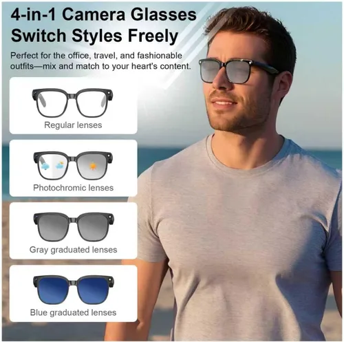 Miniatura 3 de Lentes inteligentes AI con cámara, video HD 4K y captura de fotos, traducción en tiempo real, gafas de grabación con asistente de IA, reconocimiento