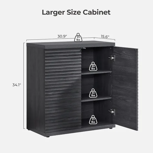 Miniatura 3 de SICOTAS Gabinete Buffet con Almacenamiento Aparador de Acento Credenza Moderna con Puertas y Estantes Consola de Medios Acanalada Mesa de Bar