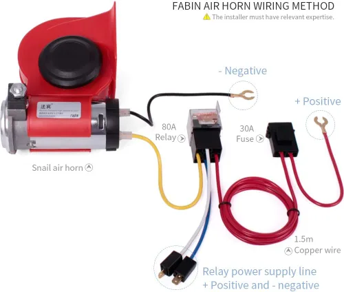 Miniatura 6 de FARBIN Bocina de Tren para Camión 12v 150db Bocina de Coche Fuerte Bocina de Aire de Caracol con Bomba de Aire para camión coche barco furgoneta Rojo