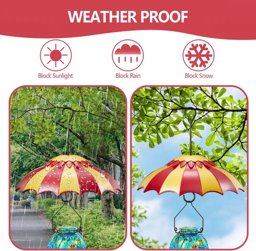 Miniatura 5 de Beserie - Bafle de comedero de pájaros de 14 pulgadas con foso de hormigas, cubierta protectora de lluvia para comedero de pájaros grande con Rojo