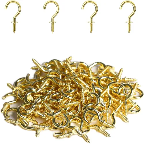 Miniatura 12 de RELBRO Ganchos de tornillo pequeños de 1/2 pulgada, mini ganchos de metal de rosca, negro, 100 piezas