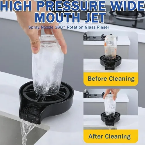 Miniatura 2 de SOONHUA Enjuagadora de vidrio para fregadero de cocina, cabezal rociador extraíble y limpiador de botellas con adaptadores rápidos universales