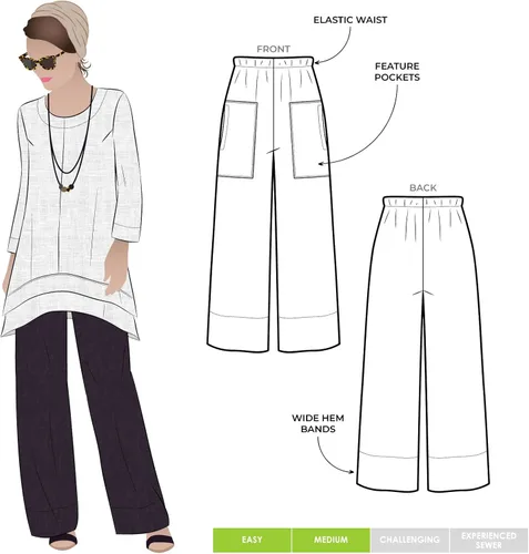 Miniatura 3 de Patrón de costura de arco estilo - Conjunto de pantalón y túnica de diseñador de margaritas (tallas 18-30)