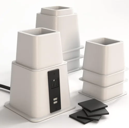 Miniatura 14 de Home Intuition Elevadores de cama ajustables resistentes de 3, 5 u 8 pulgadas, paquete de 4 (negro con USB)