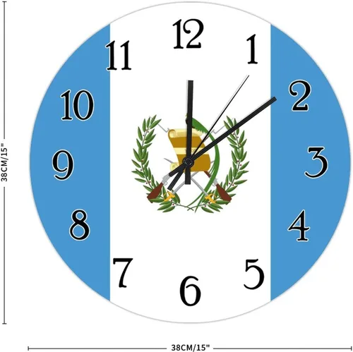 Miniatura 2 de Reloj de pared decorativo de madera de Guatemala con bandera de Guatemala, reloj decorativo retro para el hogar, bandera nacional, recuerdo de país