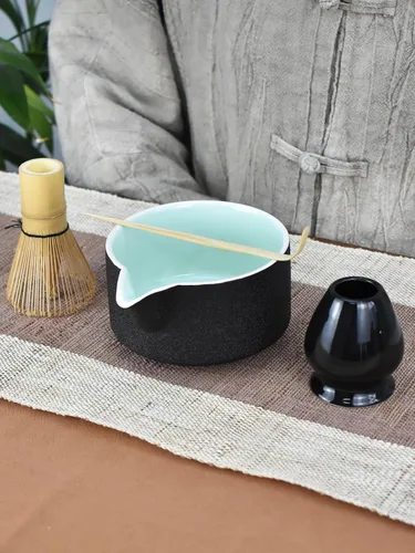 Miniatura 6 de Juego de herramientas de matcha Artcome Premium en negro, incluye tazón de matcha con asa, batidor, soporte, cuchara y manual