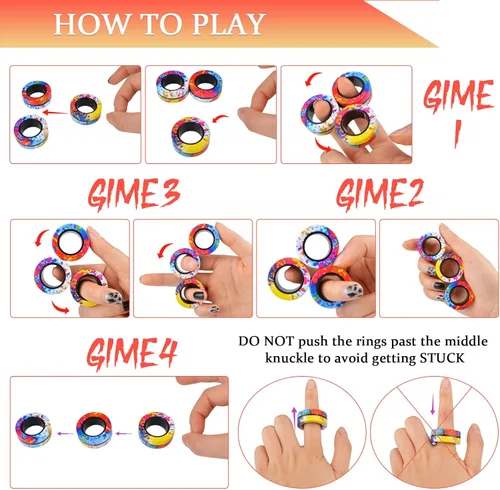 Miniatura 5 de Juego de 3 piezas de anillos magnéticos fidget, juguetes magnéticos fidget ideales para TDAH y ansiedad para adultos, anillos spinner fidget