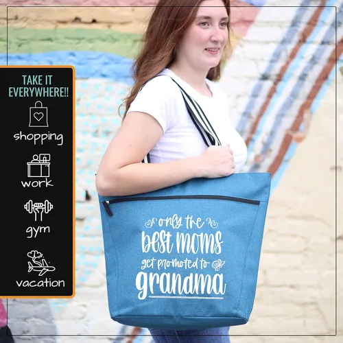 Miniatura 63 de Brooke & Jess Designs Bolso de mano para la abuela – Bolso de lona resistente con cremallera y bolsillo interior para la abuela para uso diario