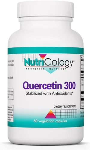 NutriCology Quercetina 300 - Apoya la respuesta de mastocitos e histamina - Incluye vitamina C - Proporciona 300 mg de quercetina por cápsula -