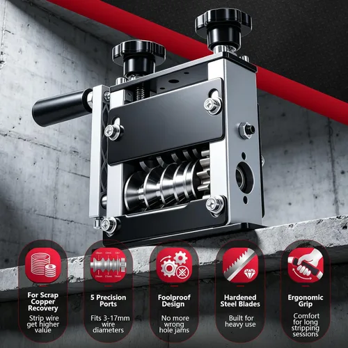 Miniatura 3 de Máquina peladora de cables, herramienta manual de alta resistencia para recuperación de cobre de chatarra, pelador de cables de varios agujeros