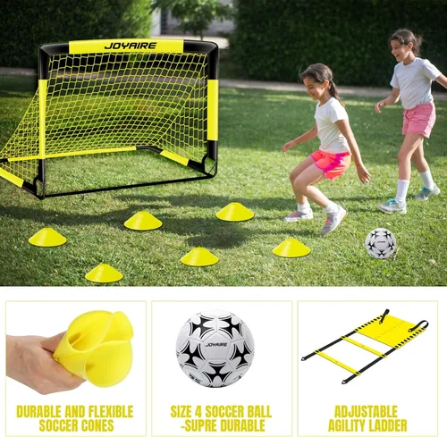 Miniatura 8 de Portería de fútbol para niños de nivel profesional en el patio trasero, red de fútbol de poliéster de 5 capas resistente a desgarros y postes de 10
