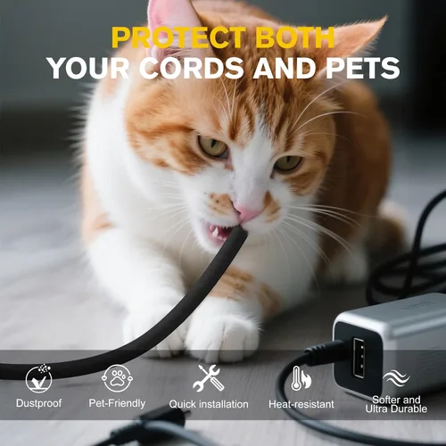 Miniatura 2 de Protectores de cables contra mascotas que no mastican, ultra duradero, protector de cable para mascotas, funda flexible para cables para TV