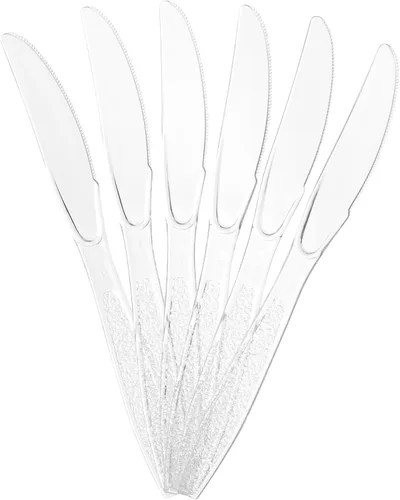 Miniatura 2 de Embellish - Cuchillo de plástico resistente, desechable, transparente, ideal para bodas, catering, fiestas, bufés, eventos o uso diario