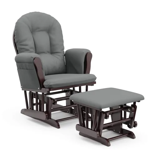Miniatura 24 de Storkcraft Planeador de Aro Premium y Otomana (Chevron Blanco/Gris) — Planeador de Guardería con Certificado GREENGUARD Gold, Artesanía de Madera