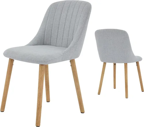 Miniatura 9 de Juego de 2 sillas de comedor tapizadas modernas, soporte ergonómico para la espalda, capacidad de 300 libras, patas de roble para comedor, hogar
