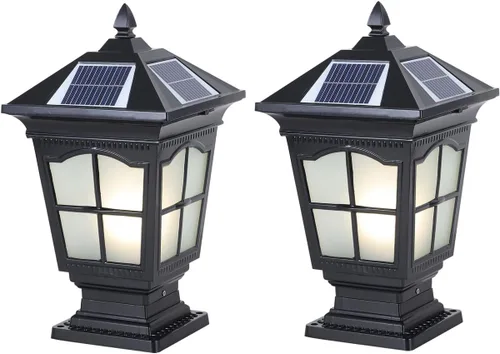 Miniatura 9 de Luces solares de columna para exteriores, IP65, impermeables, externas, tricolor, atenuación, luces de poste de luz de poste de aluminio para patio