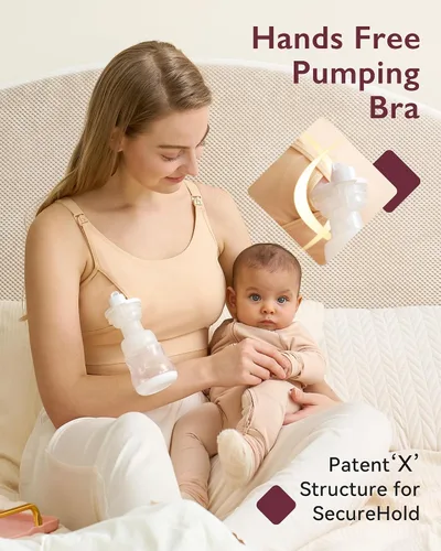 Miniatura 21 de Momcozy - Brasier para extracción de leche y lactancia, manos libres, ajustable, brasier todo en uno