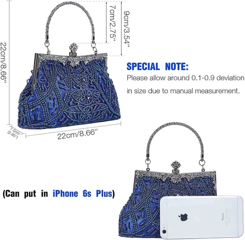 Miniatura 6 de KISSCHIC Bolsos de embrague para las mujeres vintage con cuentas de embragues bolsos de noche para la fiesta de boda