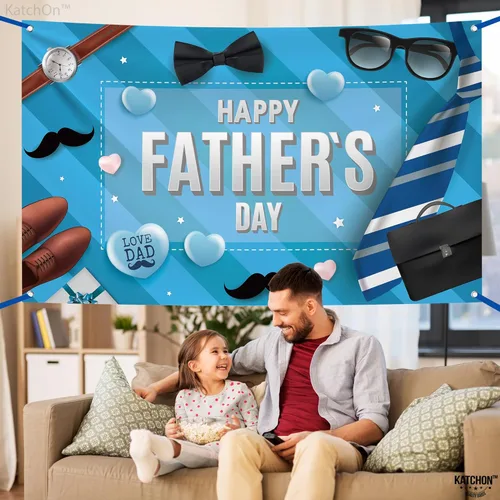 Miniatura 7 de KatchOn, Pancarta extragrande para el día del padre, 72 x 44 pulgadas, pancartas azules del día del padre, decoraciones del día del padre, Negro