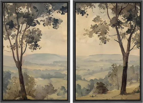 Miniatura 144 de MUDECOR Lienzo enmarcado para pared, bosque brumoso, reflejos, paisaje tranquilo, ilustraciones modernas, arte decorativo, bohemio, tranquilo/zen