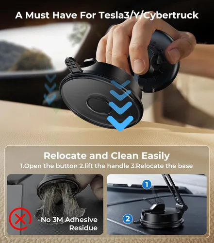 Miniatura 6 de Cargador de teléfono de coche certificado Qi2 para MagSafe, brazo plegable y ajustable de 360°, soporte magnético universal para pantalla de espejo