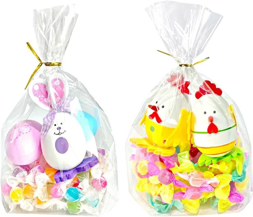Miniatura 15 de PigPotParty Bolsas de celofán de 8 x 11 pulgadas, paquete de 100 bolsas de regalo de plástico transparente con refuerzo inferior para exhibición