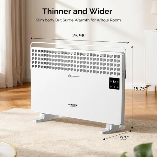 Miniatura 6 de ROVSUN Calentador de Pared de 1500W con Control Remoto, Calentador de Espacio Eléctrico 2-en-1 Montado en la Pared con Perchero para Ropa, Pantalla