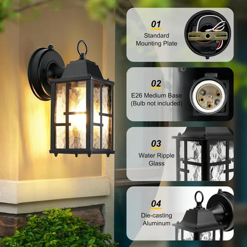 Miniatura 4 de OKELI Lámparas de pared para exteriores del atardecer al amanecer, lámpara de exterior impermeable, iluminación de aplique para el porche delantero