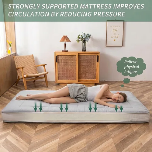 Miniatura 5 de MAXYOYO - Colchón tipo futón japonés, acolchado, para cama, extra grueso, plegable, transpirable, tumbona para el suelo, cama de invitados para gris