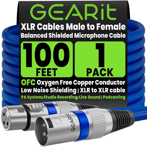 Miniatura 12 de GEARit XLR - Cable de micrófono macho a hembra (50 pies), mezclador blindado equilibrado de 3 pines, estudio de grabación, podcast, negro, 50 pies