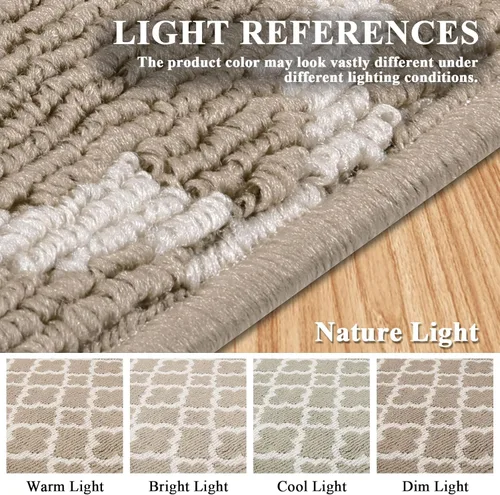Miniatura 6 de U'Artlines Alfombra de pasillo larga para pasillo de 2 x 8 pies, antideslizante, alfombra de piso de cocina, patrón geométrico beige, lavable a