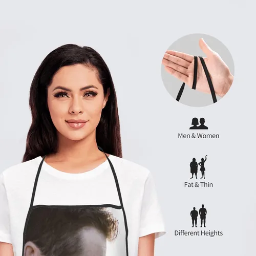 Miniatura 6 de Delantales personalizados con diseño de imagen de texto fotográfico para adultos, hombres, mujeres, parrilla, cocina, 40