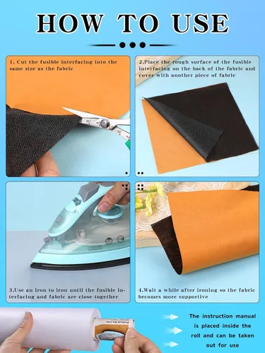Miniatura 4 de Entretela Fusible Ligera Negra para Coser: 11.6" X 30yd Tela de Entretela para Coser, Entretela Termoadhesiva No Tejida de Un Solo Lado