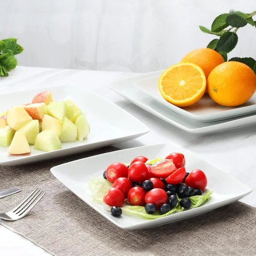 Miniatura 3 de Platos cuadrados de porcelana para postre, platos cuadrados de 8.4 pulgadas para carne, pasta, ensalada, aperitivos, postre, platos de aperitivos