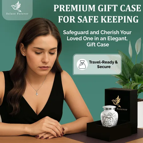 Miniatura 5 de Urna de Cremación de Rosa para Cenizas para Mujeres y Hombres - Urnas de Rosa Artesanales para Cenizas Humanas Adultas Femeninas y Masculinas