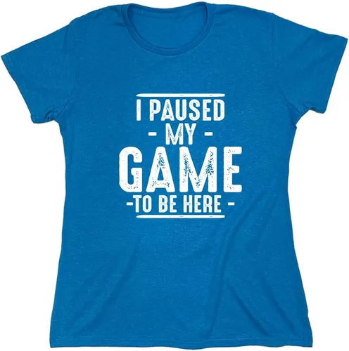 Miniatura 16 de Camiseta divertida con texto en inglés "I Paused My Game to Be Here" para hombre