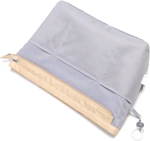 Miniatura 6 de iN Organizador de bolso con cremallera de tela de nailon para mujer, Beige