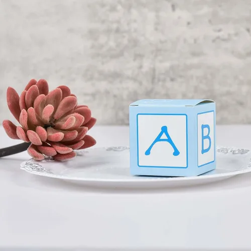 Miniatura 6 de Efavormart - Paquete de 25 cajas de regalo azules de 2 x 2 pulgadas para baby shower, con diseño recortado, cajas de regalo de cartulina prémium