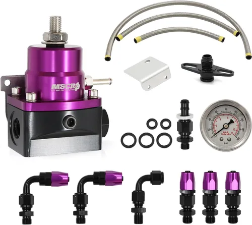 Miniatura 2 de Kit de regulador de presión de combustible EFI universal ajustable con manómetro de presión de combustible de 0-160 psi y kit de conectores
