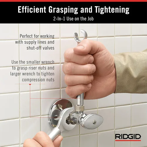 Miniatura 5 de RIDGID 27023 - Modelo 2002 Llave 2 en 1 One Stop para topes de ángulo, topes rectos y acoplamientos de compresión