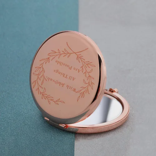 Miniatura 3 de MAOFAED Regalo de versículo bíblico, cita de la Biblia, espejo compacto para mujeres, regalo cristiano, espejo de viaje, espejo de bolsillo Oro rosa