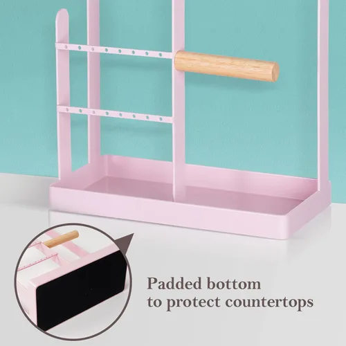 Miniatura 4 de ProCase Soporte organizador de joyas, soporte para collares, estante de torre de joyería de 4 niveles con bandeja para pendientes y agujeros, 10